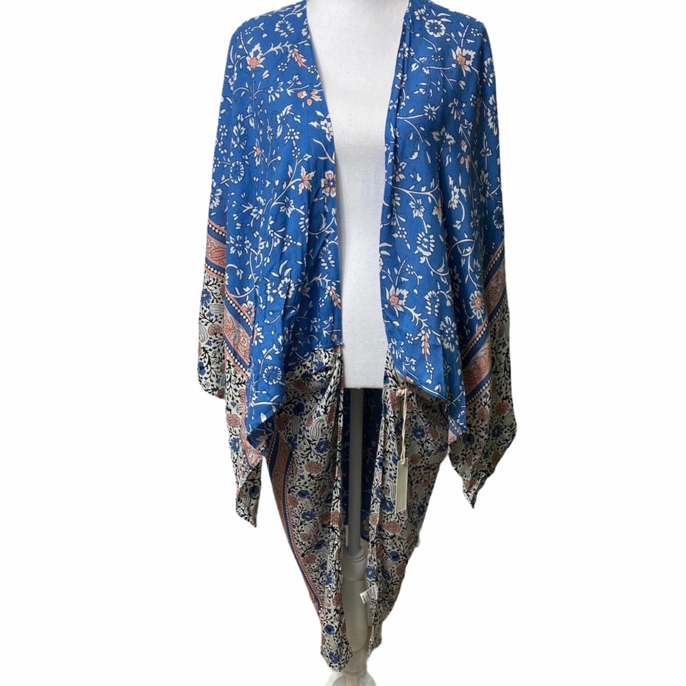 Solemio LA Blue Boho Print Women Kimono Co…
